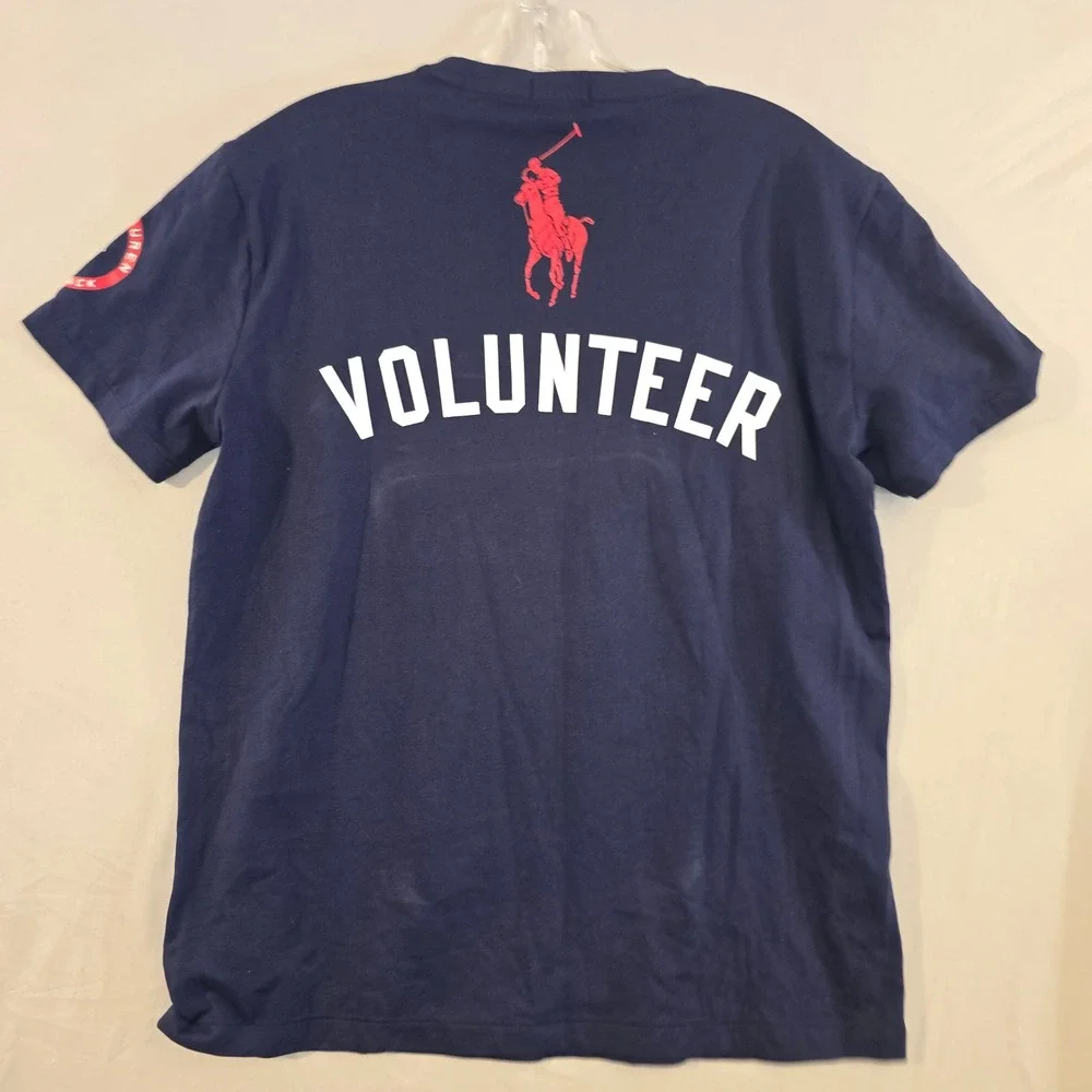 Polo Ralph Lauren T-Shirt Medium Mens Navy Blue Gives Back Volunteer Big Pony